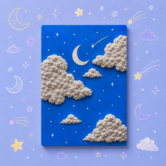 Paper Texture Art - The Moonlit Clouds