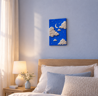 Paper Texture Art - The Moonlit Clouds
