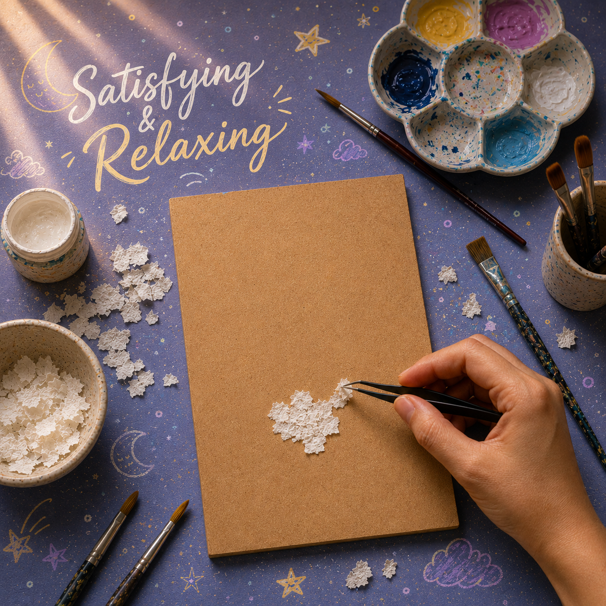 Paper Texture Art - The Moonlit Clouds